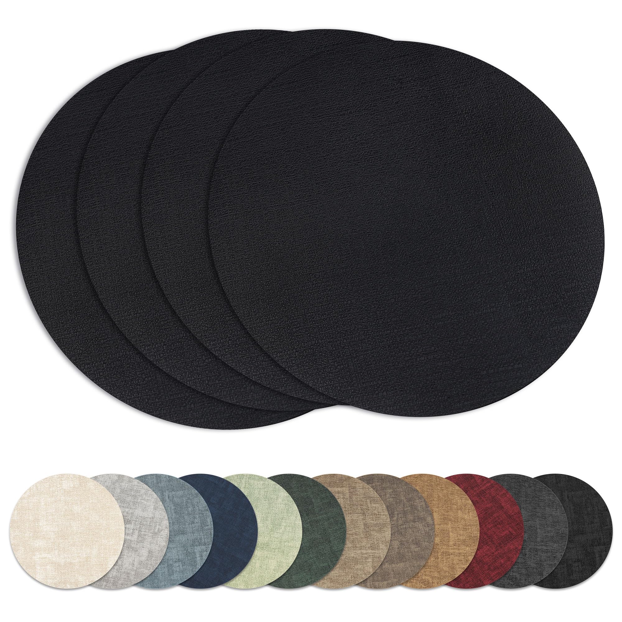 NCUE salvamanteles redondos, doble cara, cuero sintético negro, protección y estilo para la mesa.