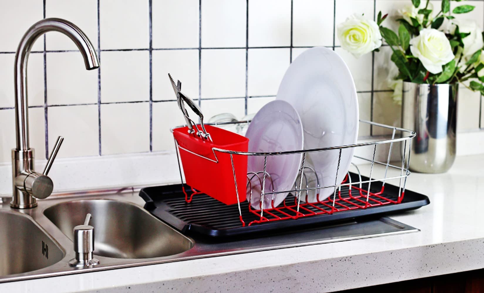 Neat-O tabla drenaje platos universal negra, uso resistente, limpieza rápida para la cocina.
