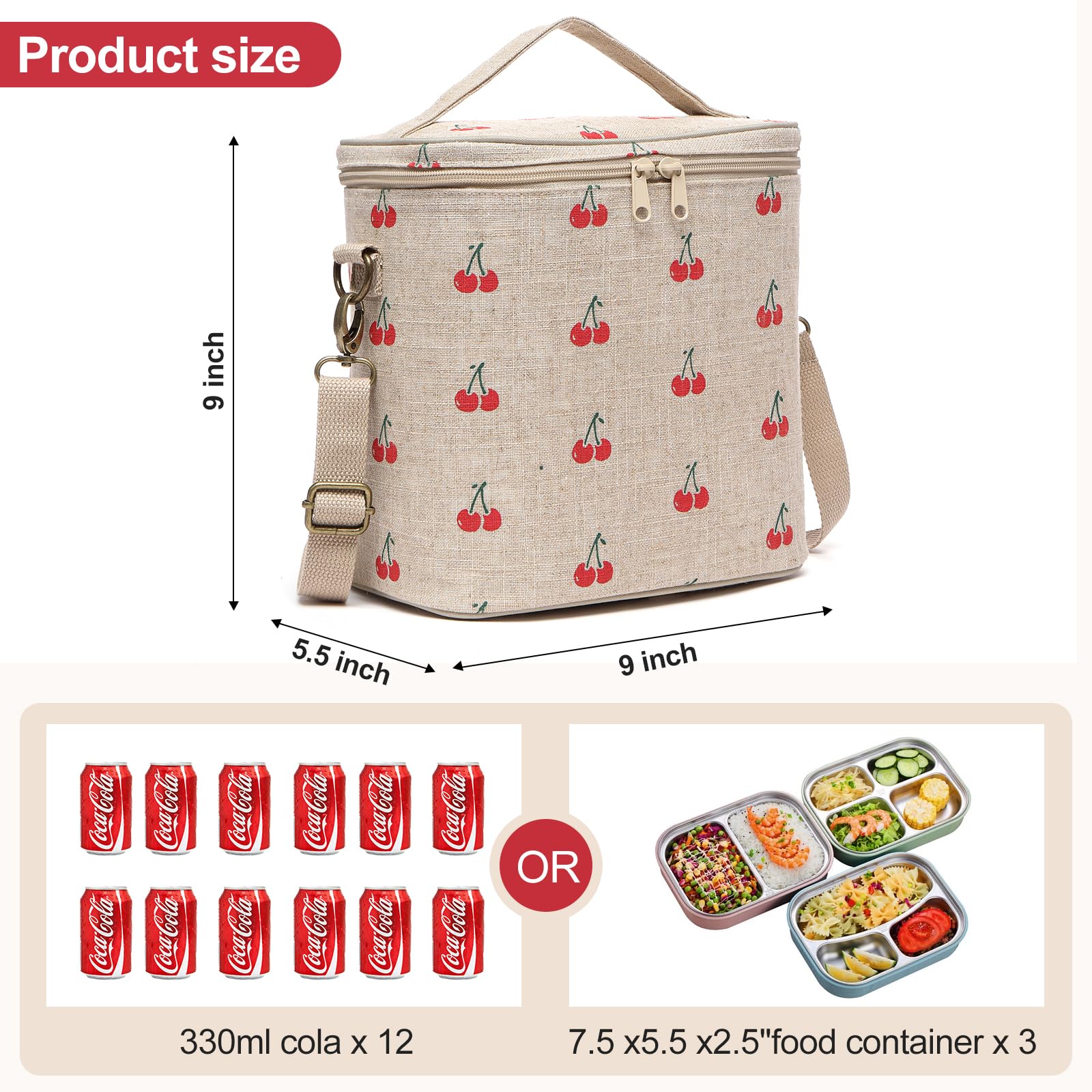 neatlife bolsa almuerzo para mujer, interior doble forro removible facilita la limpieza