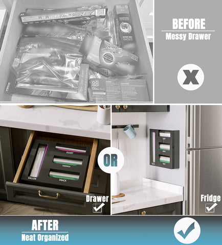 Neatsure organizador acrílico imantado para frigorífico, almacenamiento ordenado de bolsas