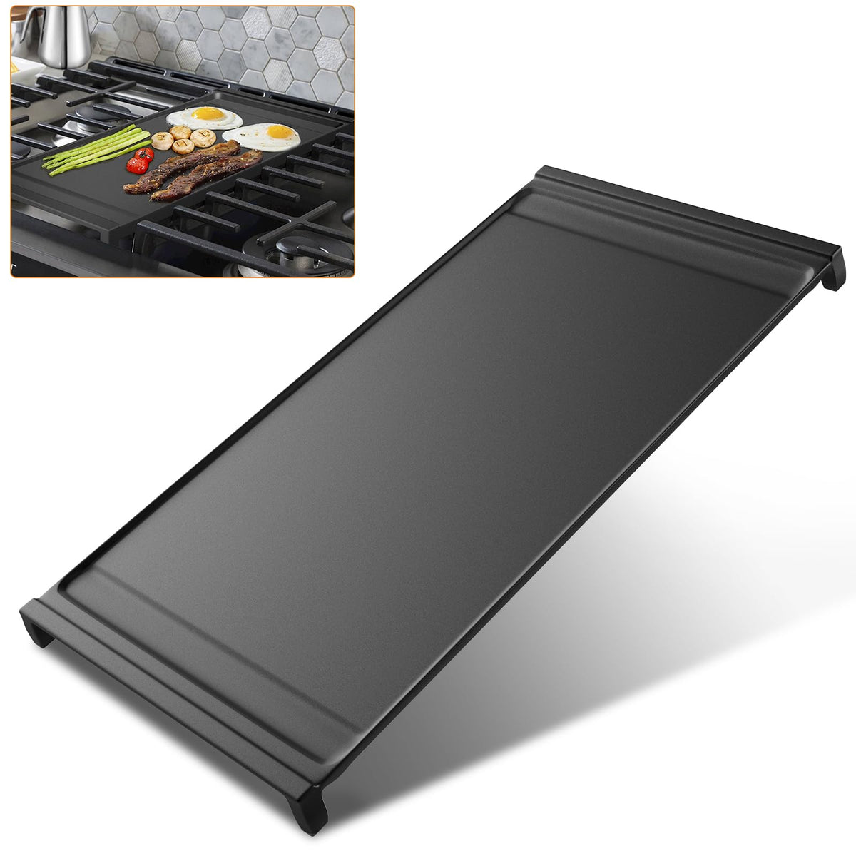 NECEG GE Griddle: placa plana 19.5x9.5 pulgadas para cocción rápida y homogénea