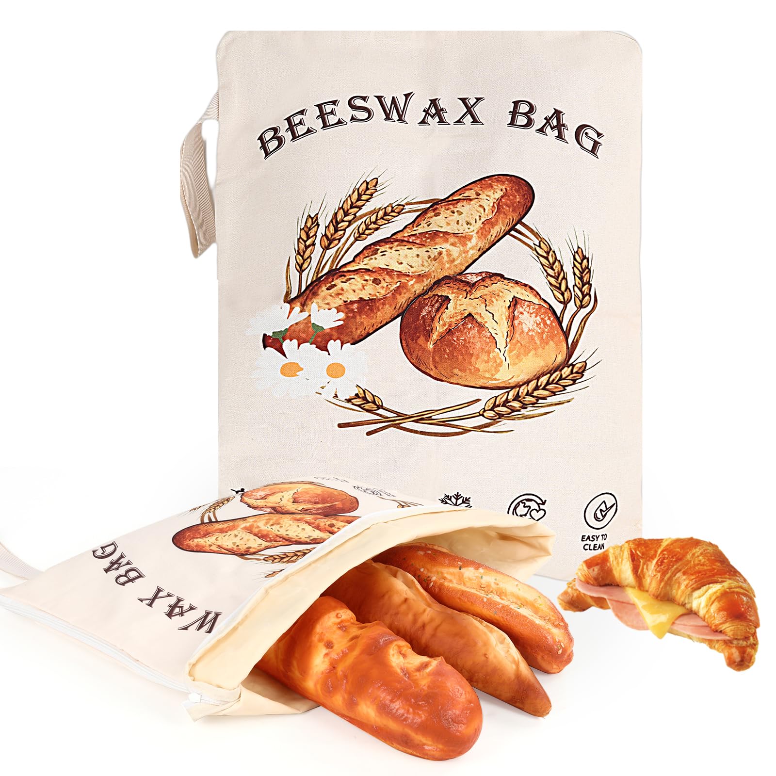 Nedsewor bolsas de cera de abeja con apertura amplia para pan