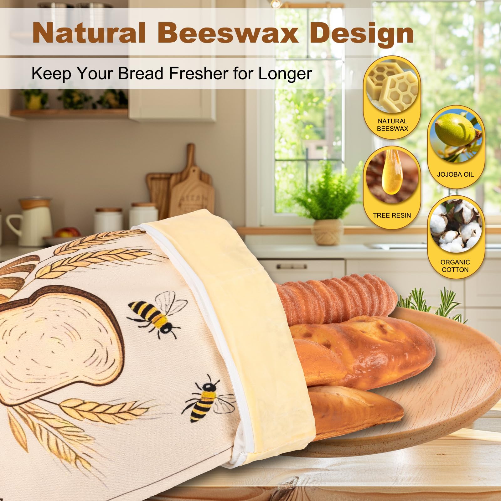Nedsewor bolsas de cera, tamaño 17x13, caben hogazas grandes para pan casero