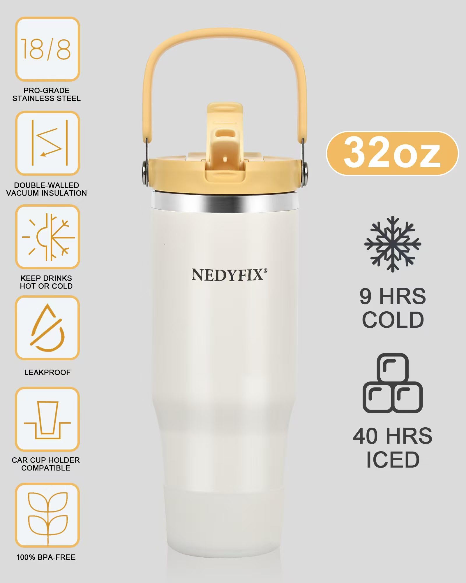 Nedyfix vaso termico aislado de doble pared evita condensación en bebidas frías.