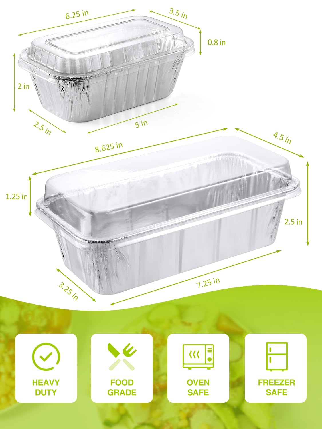 NEEBAKE bandeja pequeña de aluminio con tapa para porciones individuales