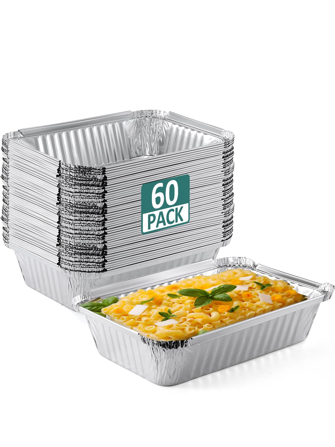 NEEBAKE bandejas de aluminio desechables 8x6, ideales para cocinar y servir sin limpieza.