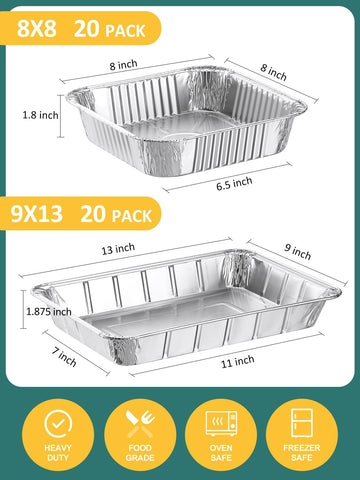 Bandejas NEEBAKE de aluminio desechables 8x8 para postres y comidas preparadas