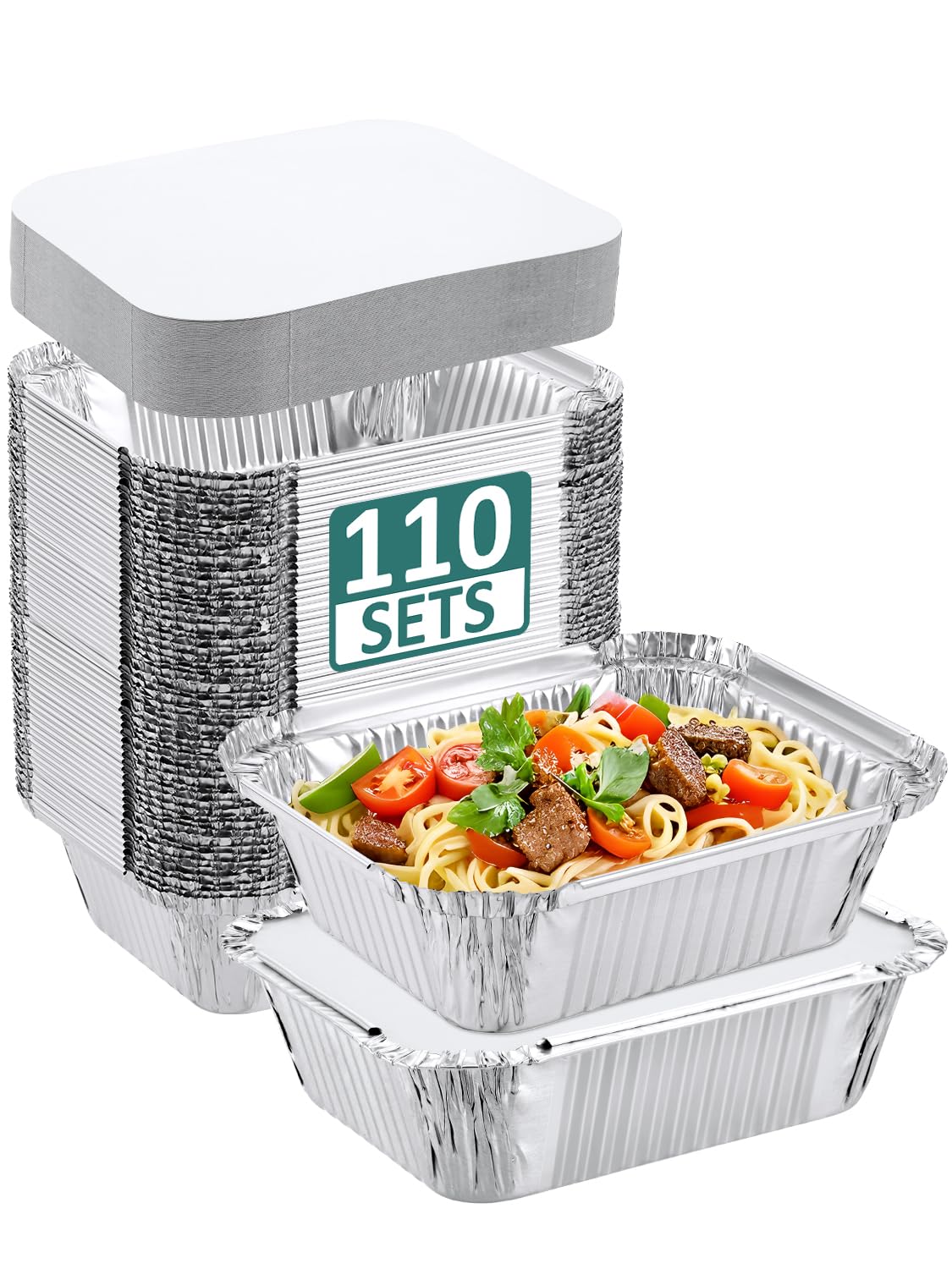 NEEBAKE pan desechable de aluminio 5x4 con tapa de cartón, para hornear y servir