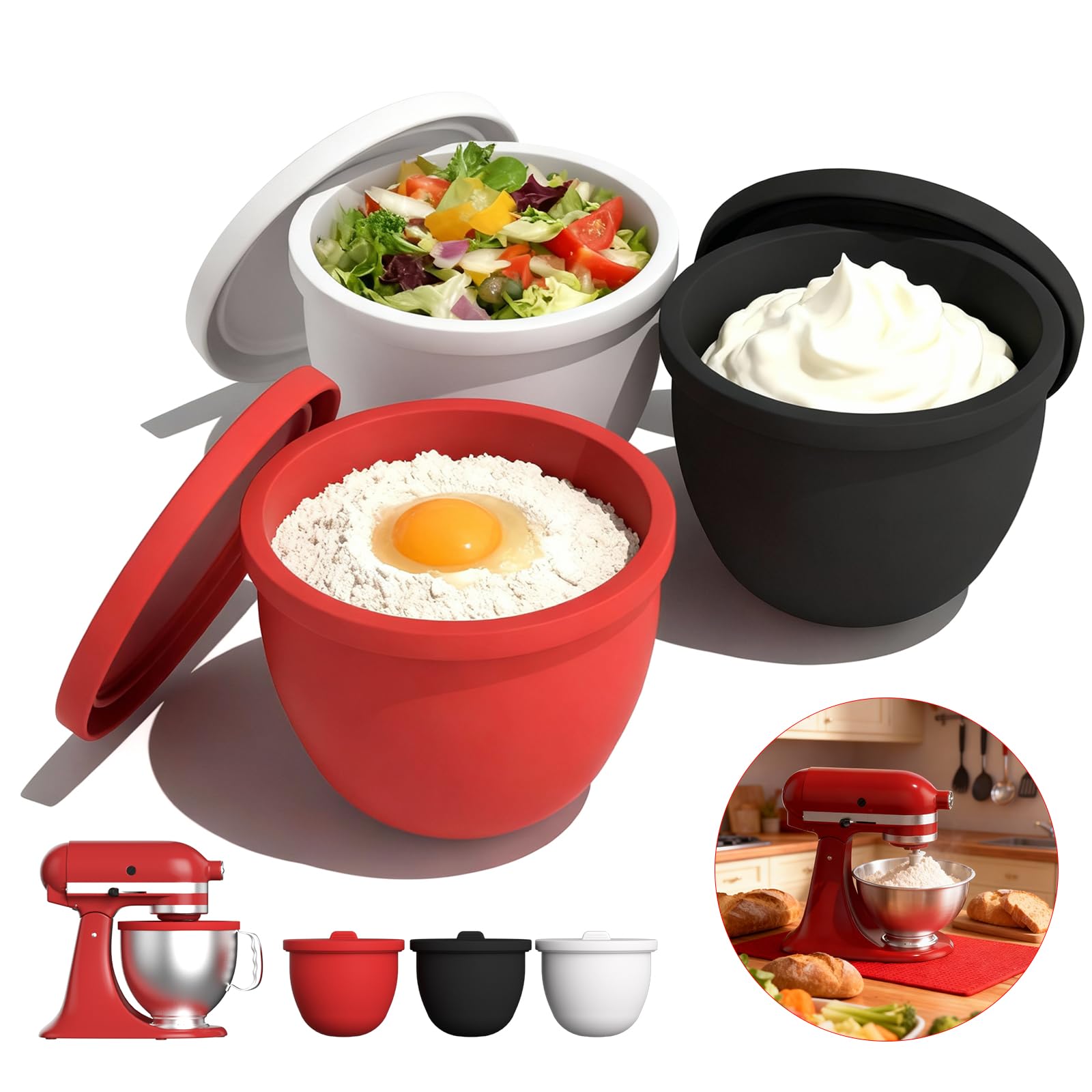 NEEJUM forro silicona cuenco-5qt: mezcla limpia y sin adherencias