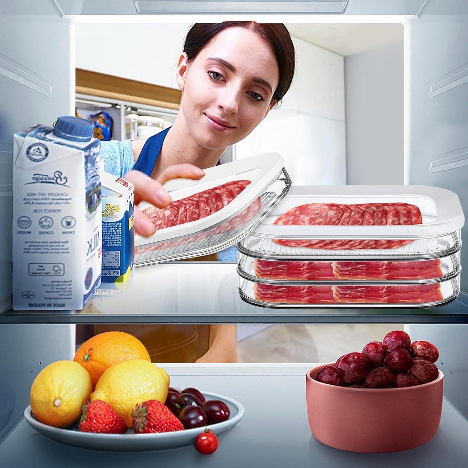 NEEJUM lavado a mano de contenedores para refrigerador