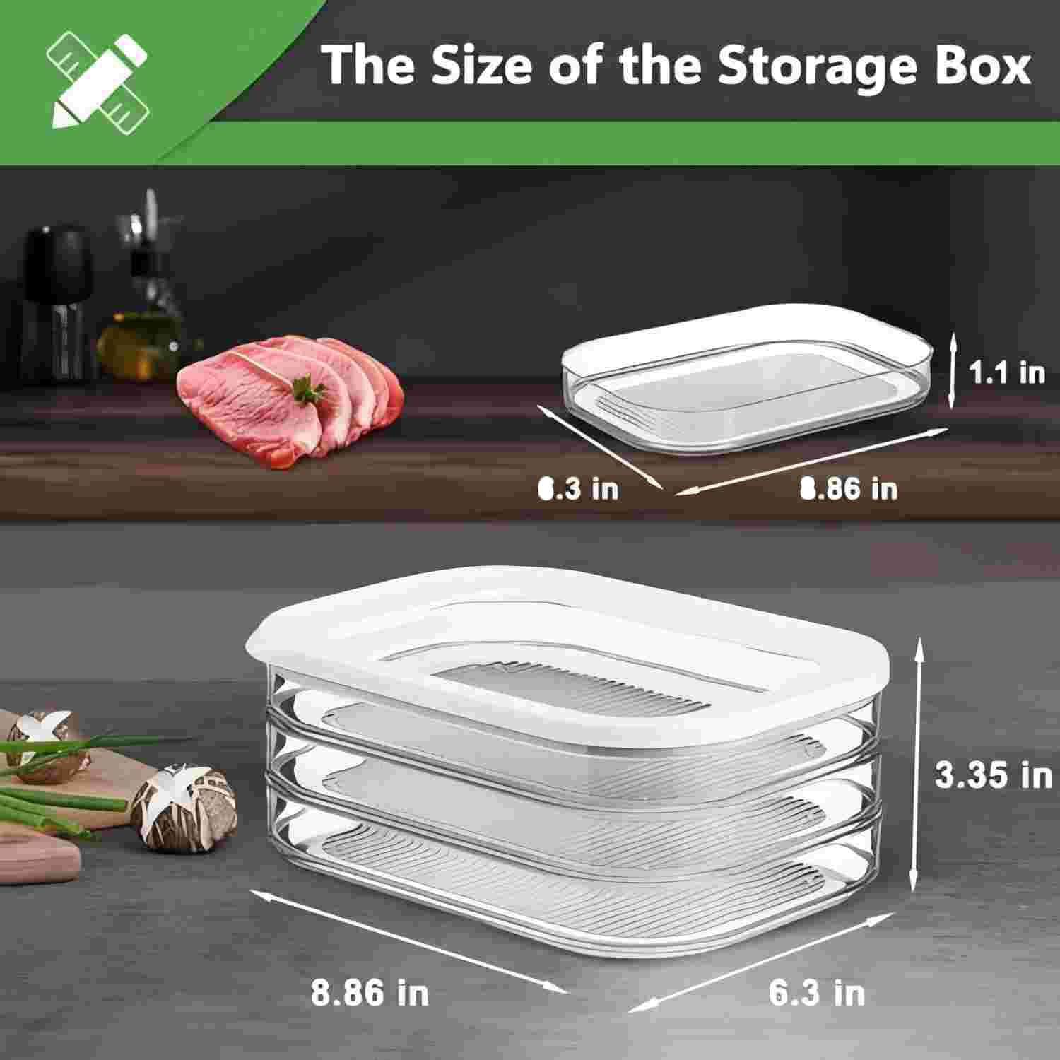 NEEJUM recipiente para carnes frías con tapa transparente para identificar contenido