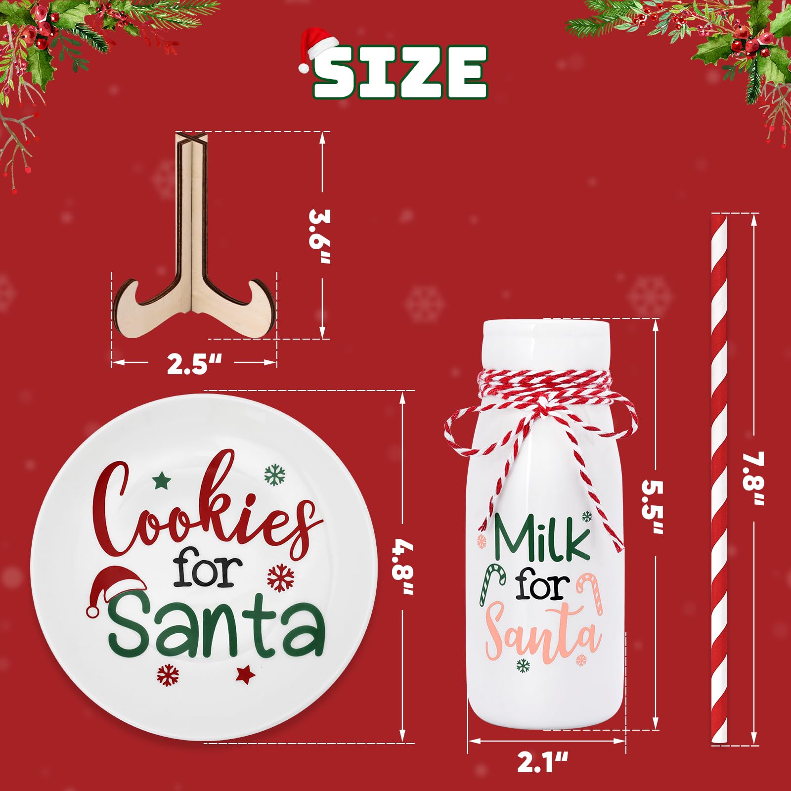 Nefelibata pajita papel para Santa, cómoda para servir la leche