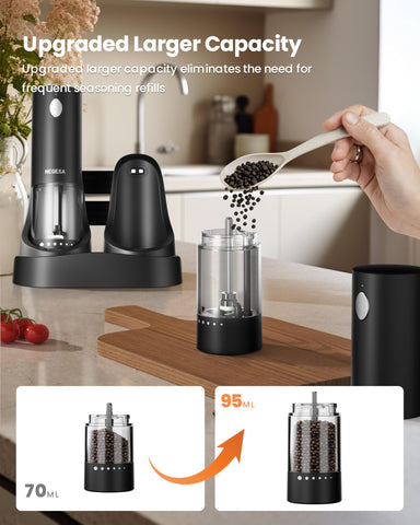 Diseño ergonómico en negro de los molinillos NEGESA para agarre cómodo.