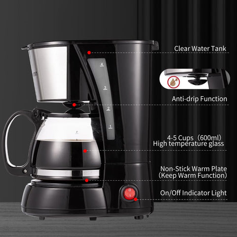 Nehilumn cafetera goteo mantiene caliente el café tras la preparación.