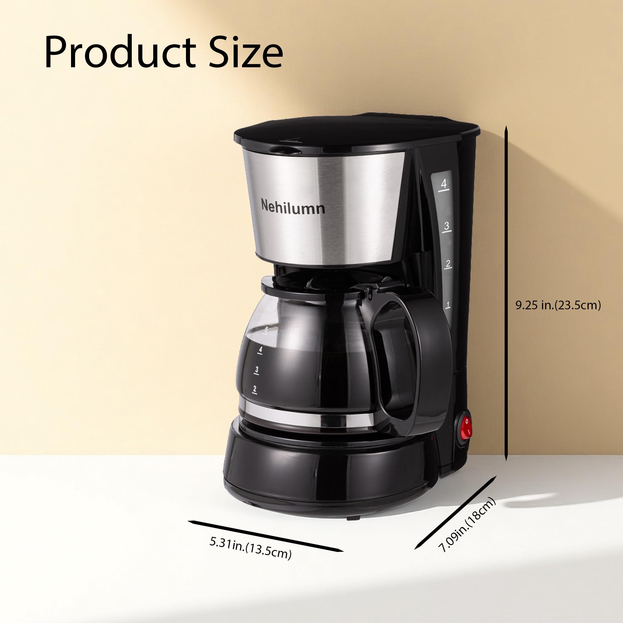 Nehilumn cafetera uso sencillo con tapa superior para un vertido limpio.
