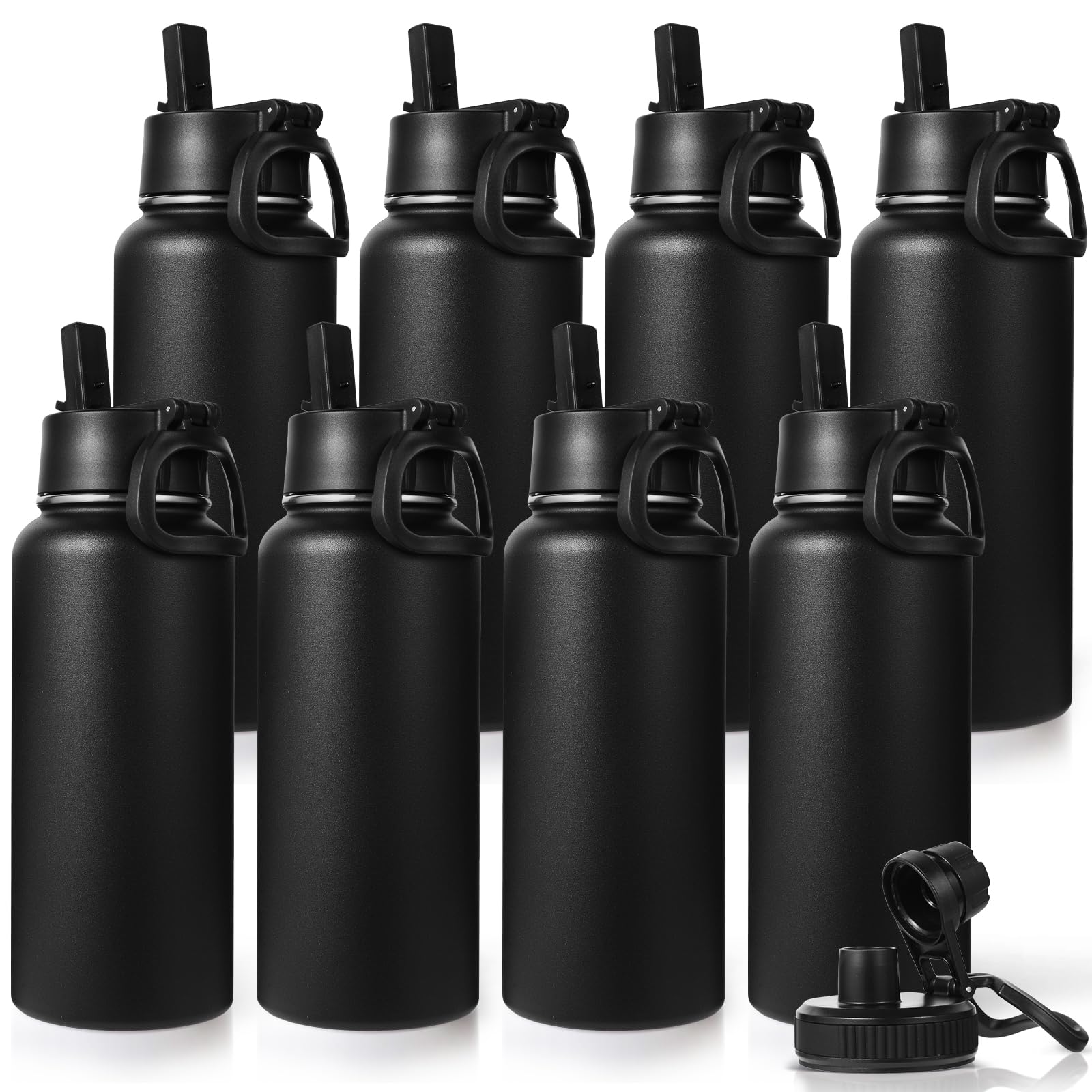 Neihepal 32 oz botella aislada negra con tapa de pajita, ideal para gimnasio.