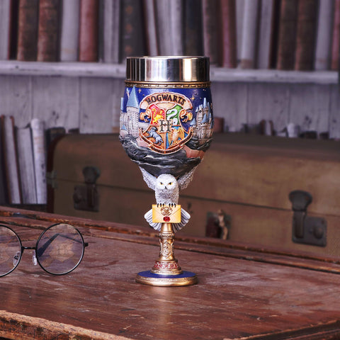 Caliz Harry Potter con diorama Hogwarts, ideal para regalo a fans