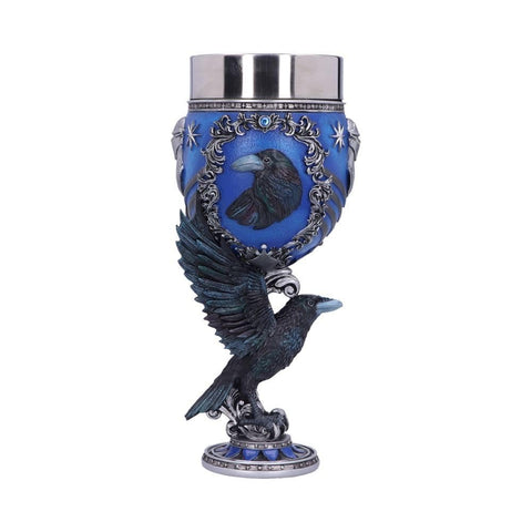 Nemesis Now copa Ravenclaw Hogwarts, acabado azul plateado, destaca en estantería temática