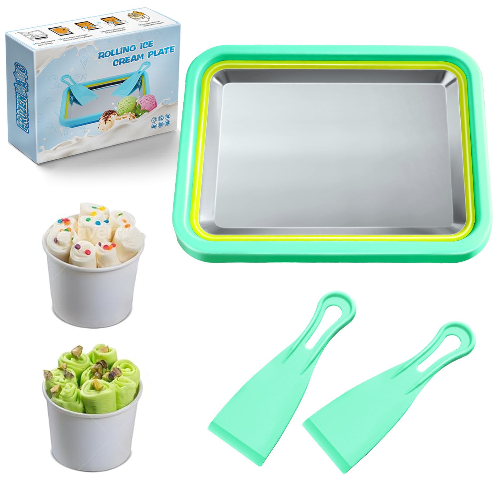 Nenkarn mini máquina helado enrollado con placa congelación para preparaciones rápidas en casa.