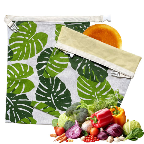 NEOHANA Bolsas para pan con cera de miel, vista frontal, ayuda a conservar la frescura.