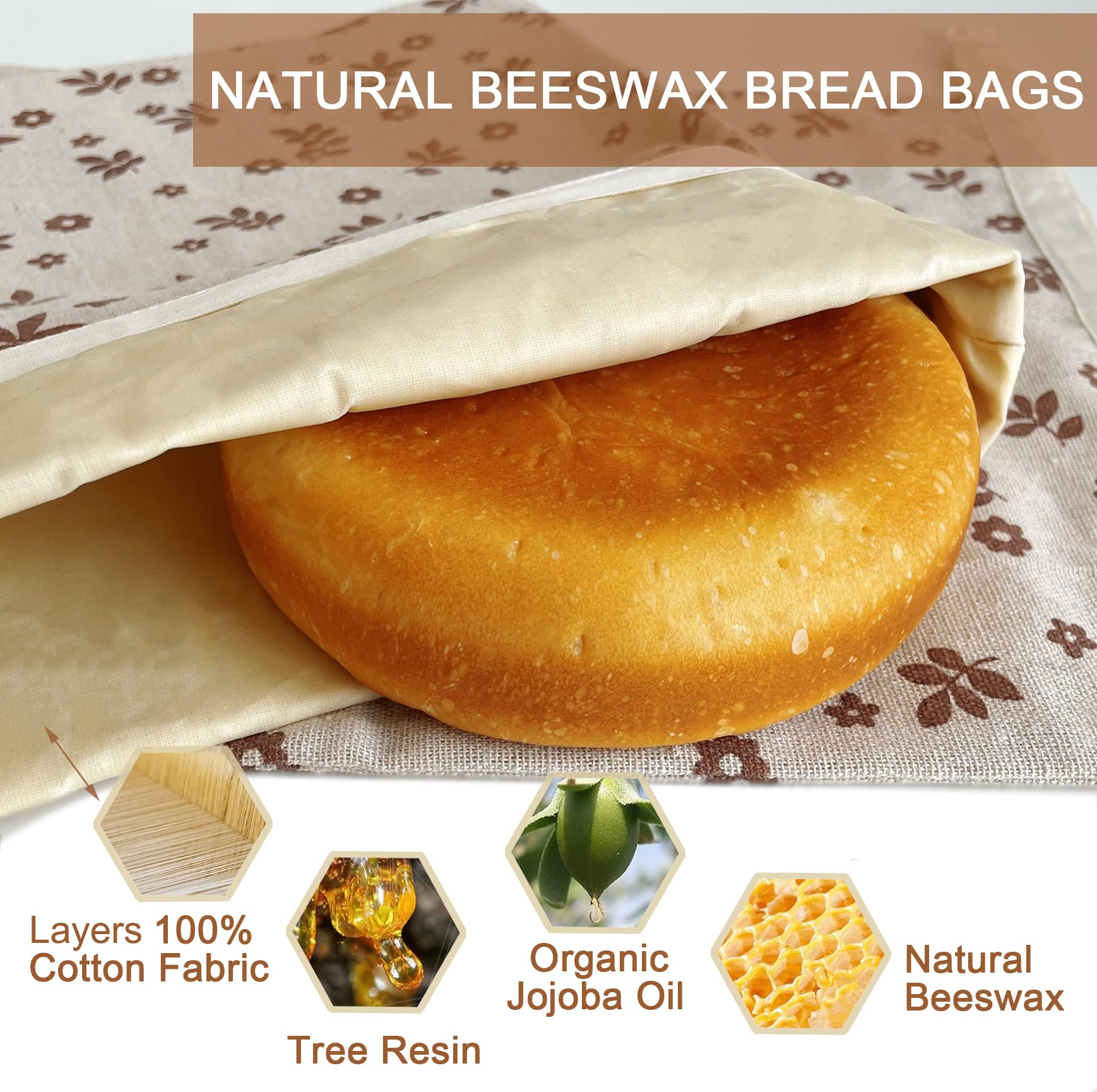 NEOHANA bolsa para pan algodón con cera natural, ideal para almacenamiento diario