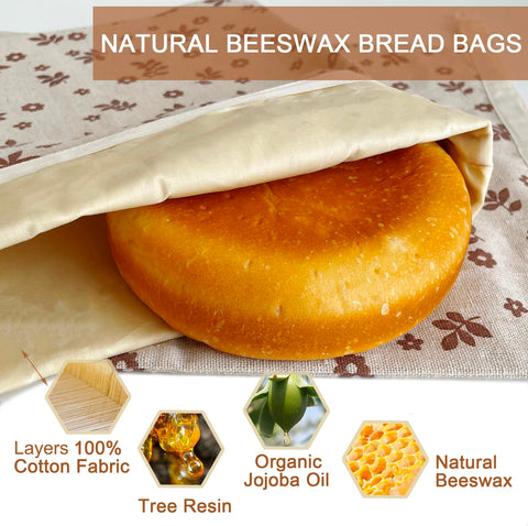 NEOHANA bolsa para pan algodón con cera natural, ideal para almacenamiento diario