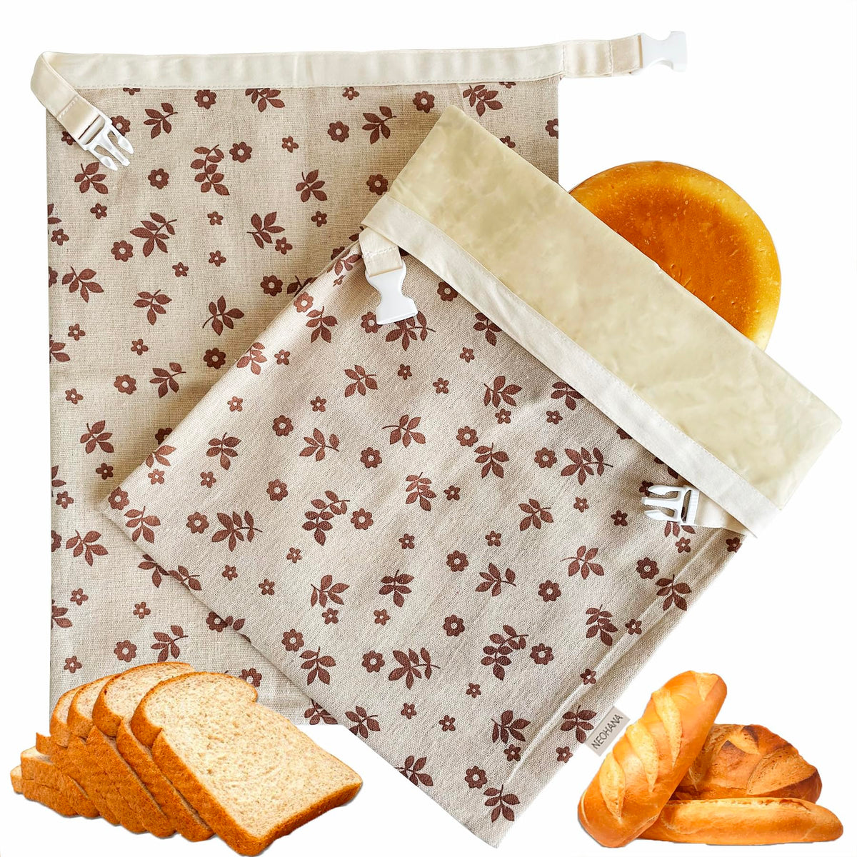 NEOHANA bolsas para pan cera 2-pack, para conservar pan fresco