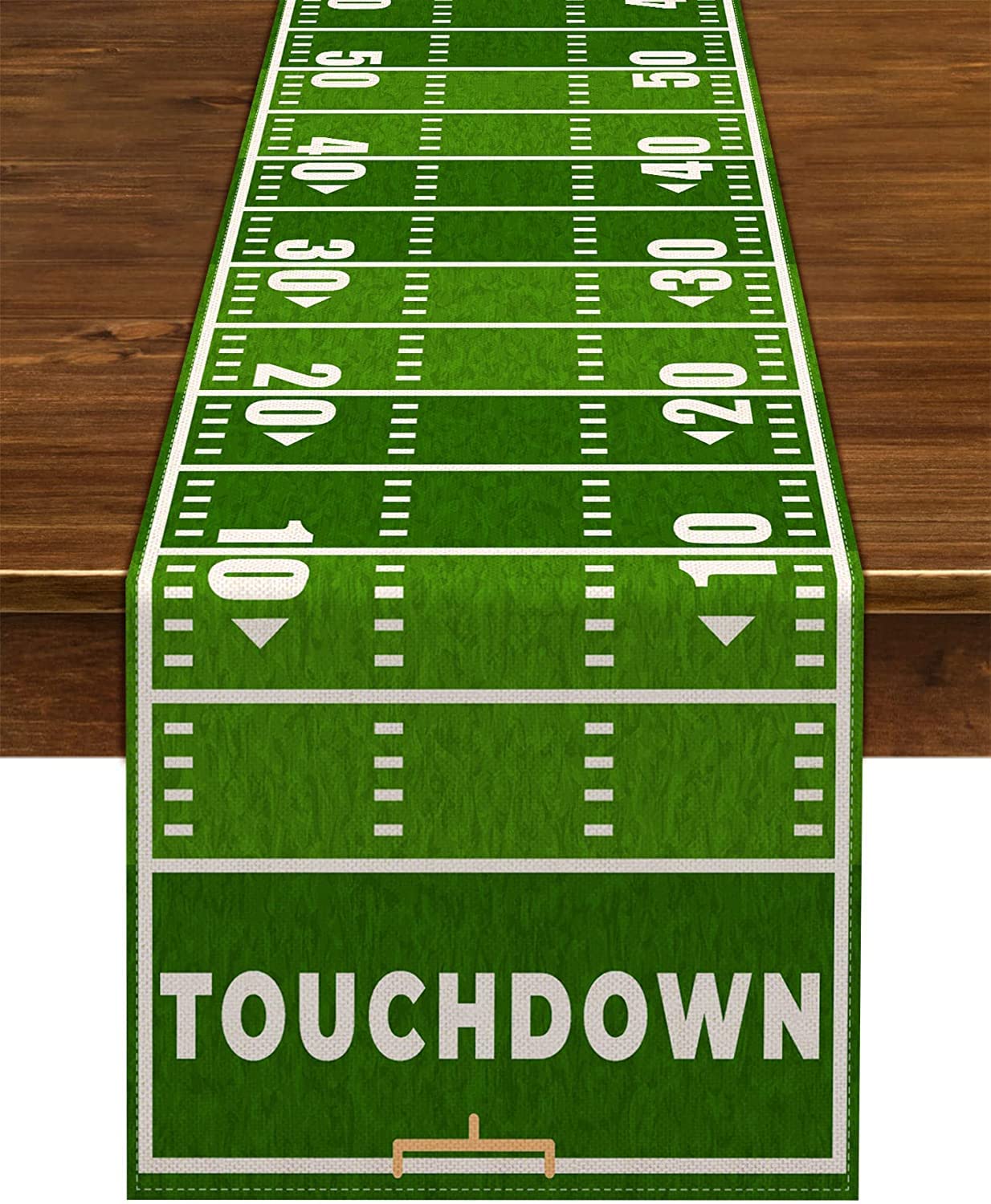 Nepnuser cortina de mesa para fútbol americano, textura lino, ideal para cenas temáticas.