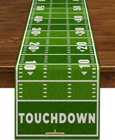 Nepnuser cortina de mesa para fútbol americano, textura lino, ideal para cenas temáticas.