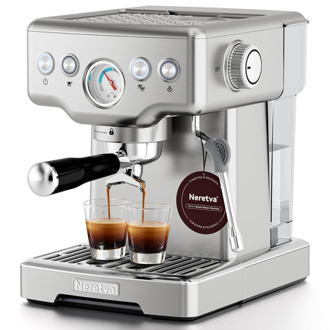 Neretva máquina de café expreso: vista frontal para control de extracción