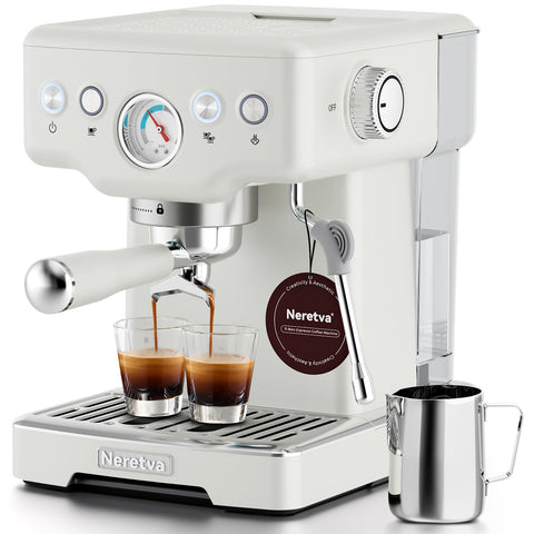 Neretva máquina de espresso con medidor de presión visible para ajustar el sabor