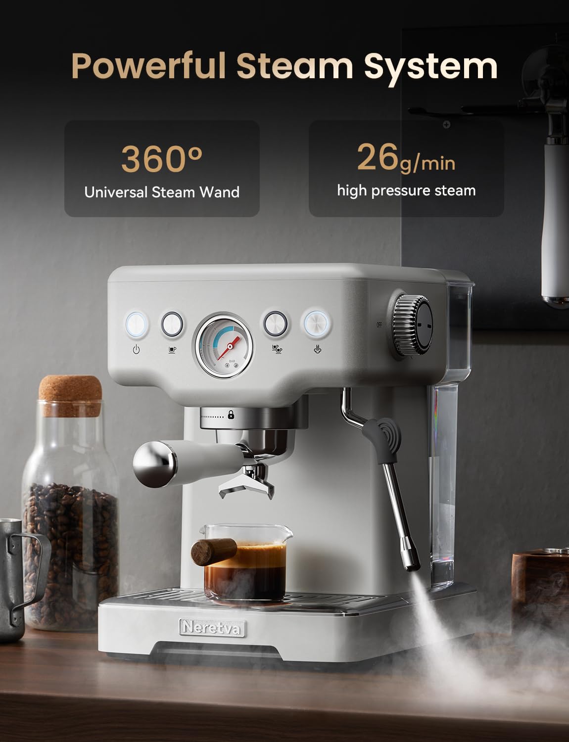 Neretva incluye portafiltro y accesorios para empezar a preparar café