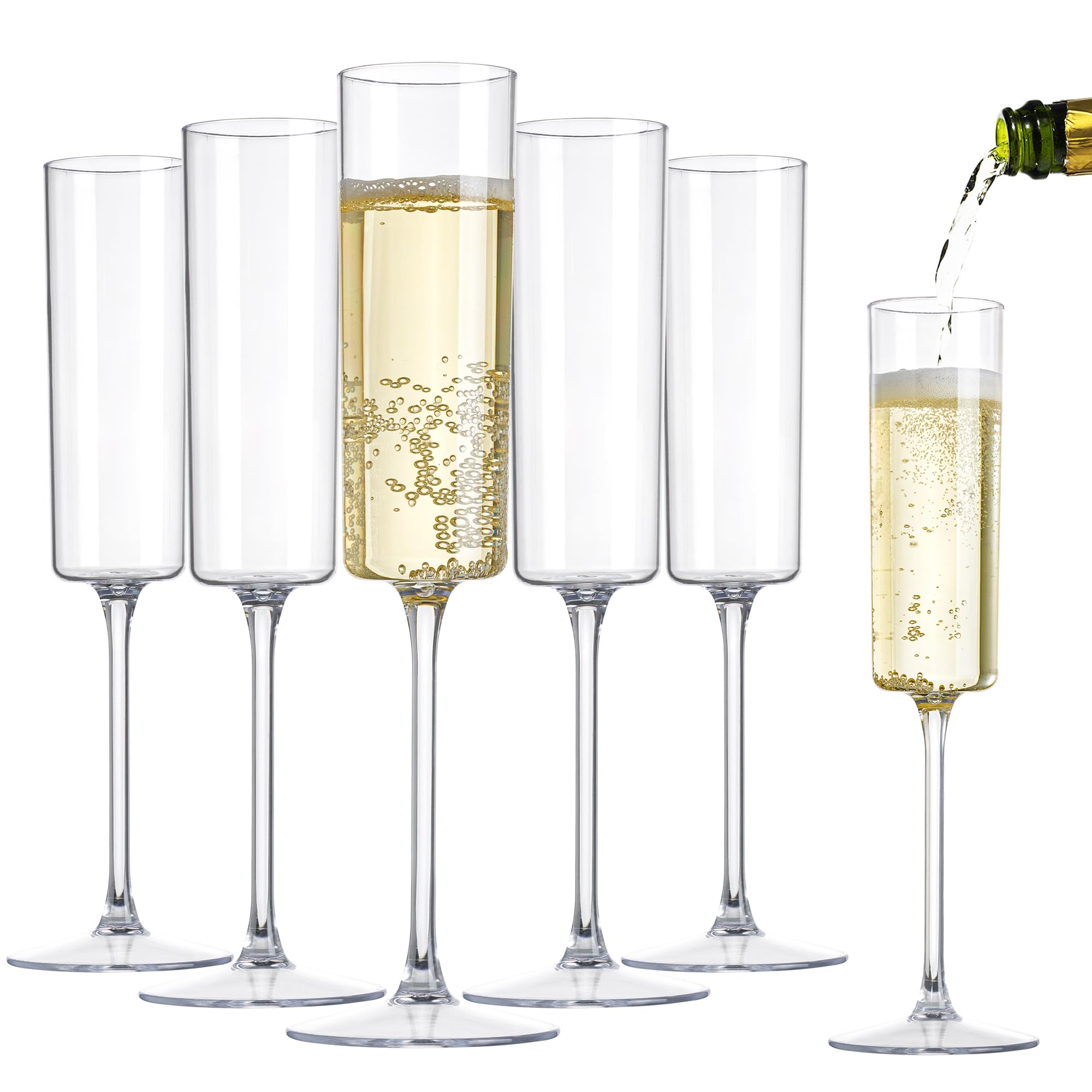 Nervure copas champán plástico 6oz rectas, elegantes y desechables para eventos