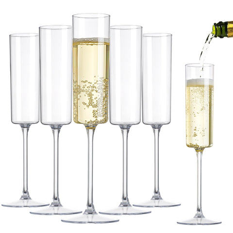 Nervure copas champán plástico 6oz rectas, elegantes y desechables para eventos