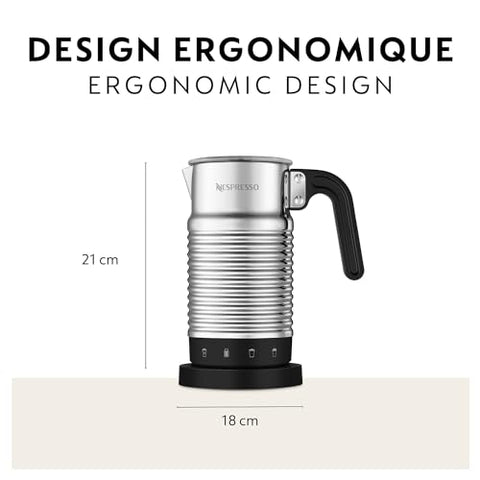 Diseño elegante de acero inoxidable para Aeroccino 4 en la encimera.