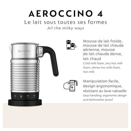 Aeroccino 4 espumador de leche con espuma densa para cappuccinos cremosos.