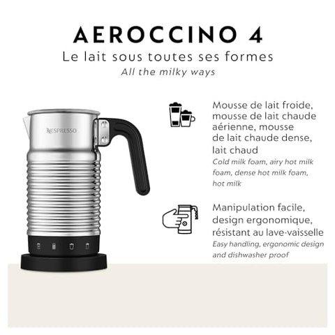 Aeroccino 4 espumador de leche con espuma densa para cappuccinos cremosos.