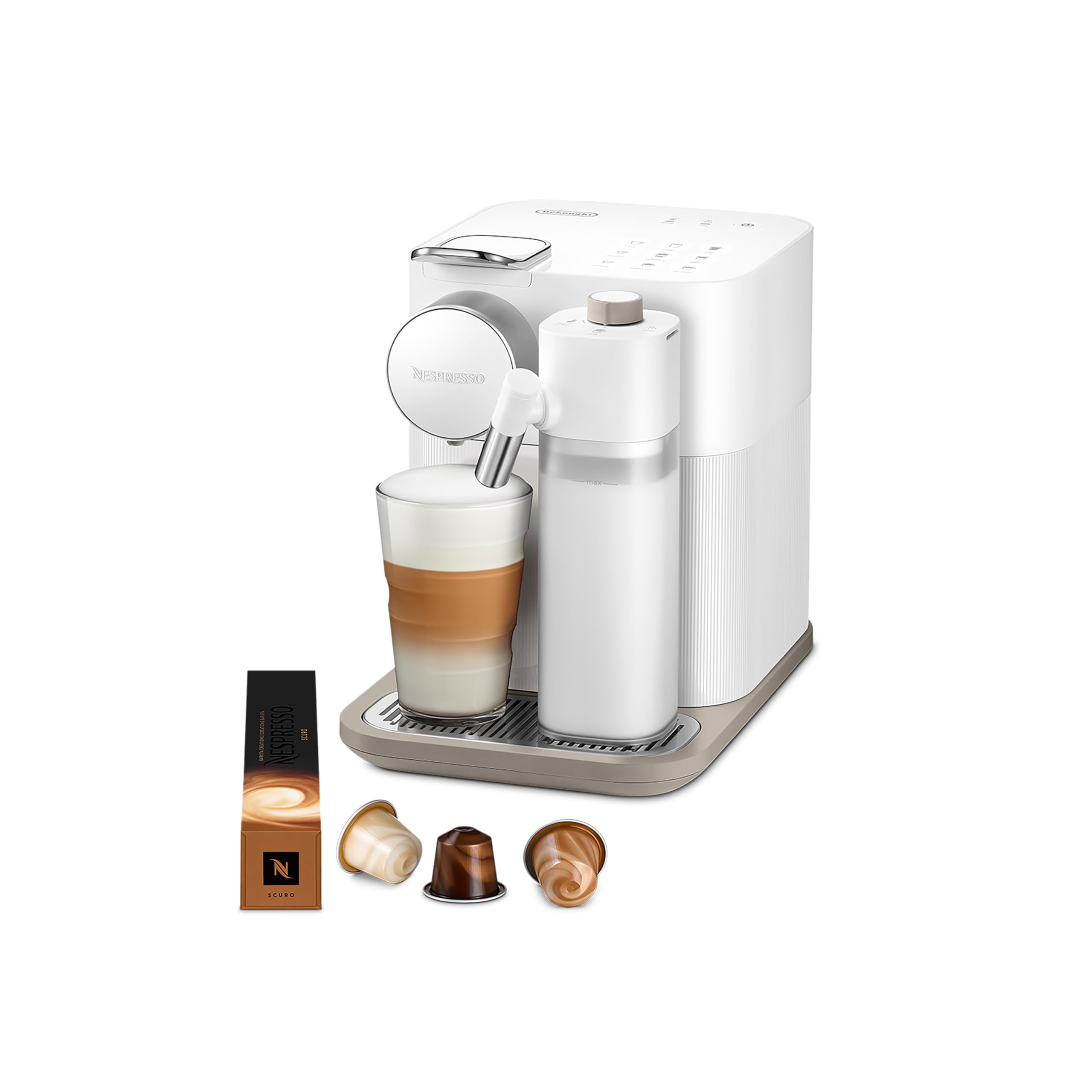 Nespresso Gran Lattissima ofrece 9 recetas con un solo toque para bebidas diversas.
