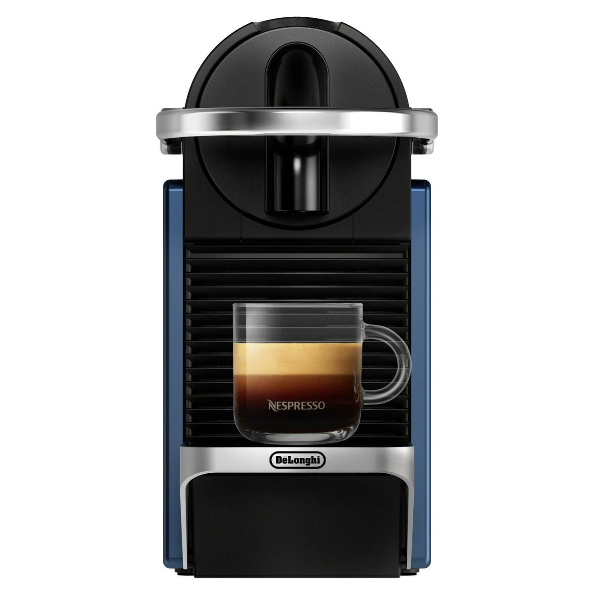 Nespresso Pixie: vista frontal, acceso rápido a espresso gracias a 19 bares de presión.