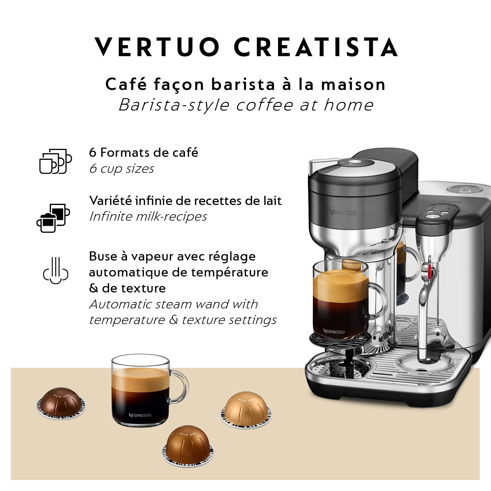 Interfaz intuitiva del Vertuo Creatista para un uso sencillo.