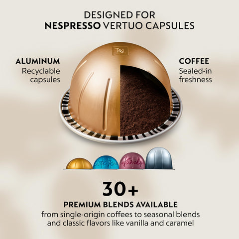 Nespresso Vertuo Next Deluxe ofrece cinco tamaños de taza para mayor versatilidad.