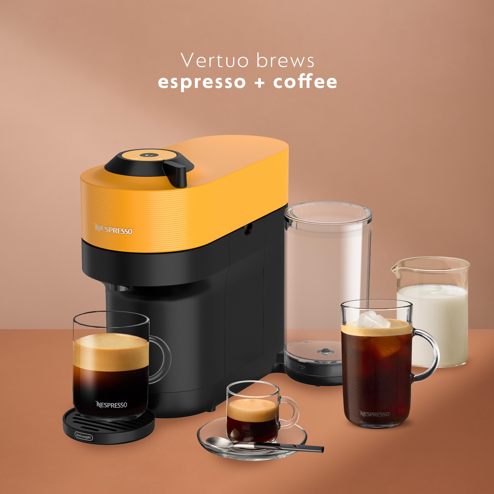 Nespresso Vertuo Pop+ sistema un toque para preparar cafe rápidamente.