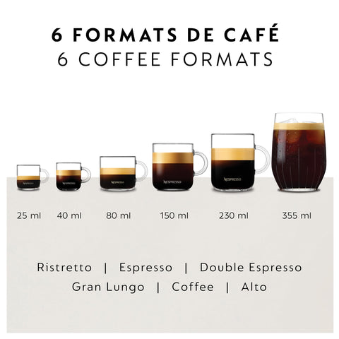 Nespresso Vertuo Pop+ Deluxe bandeja de goteo ajustable, soporta tazas de distintas alturas.