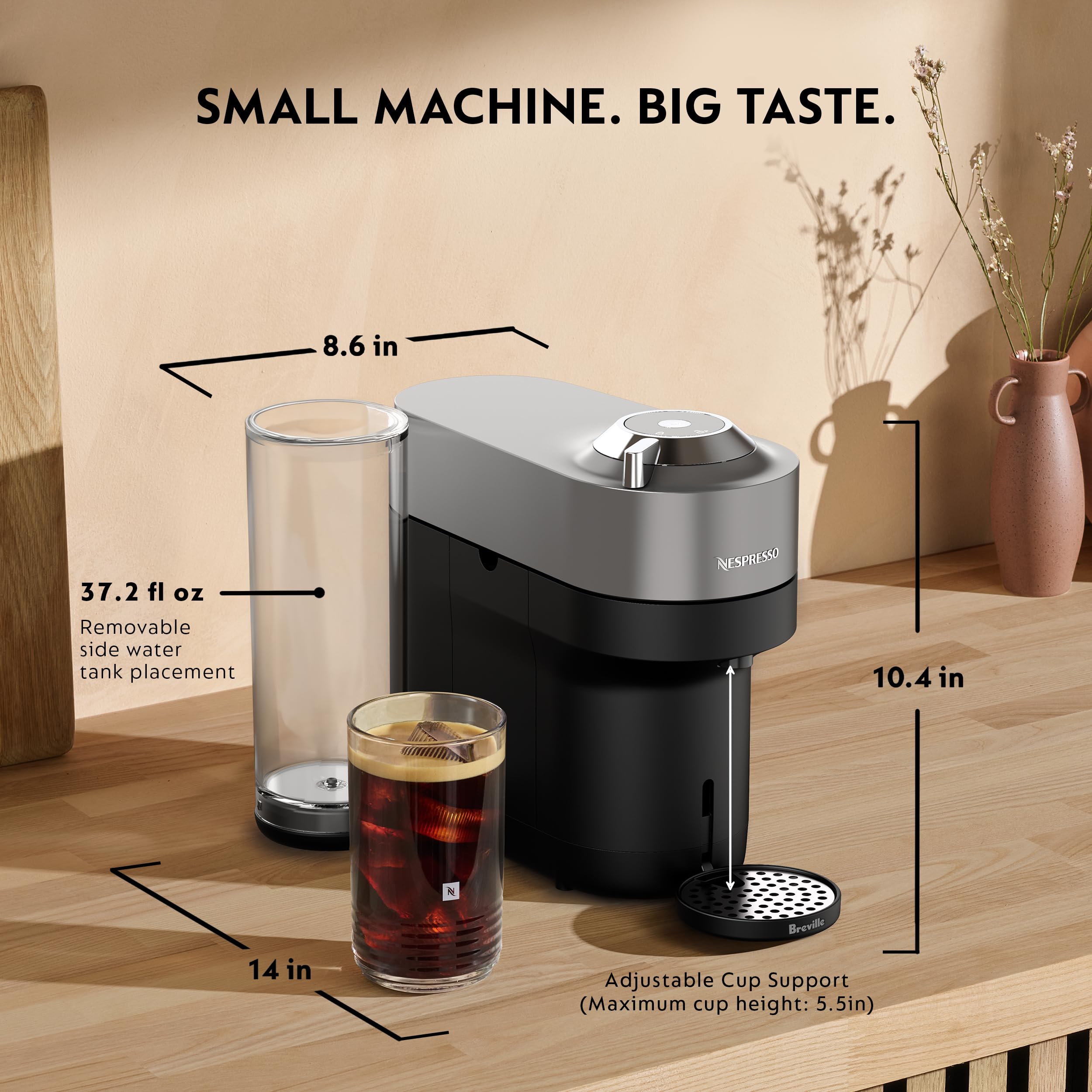 Nespresso Vertuo Pop+ Deluxe variedad de cafés Vertuo, amplia selección de sabores.