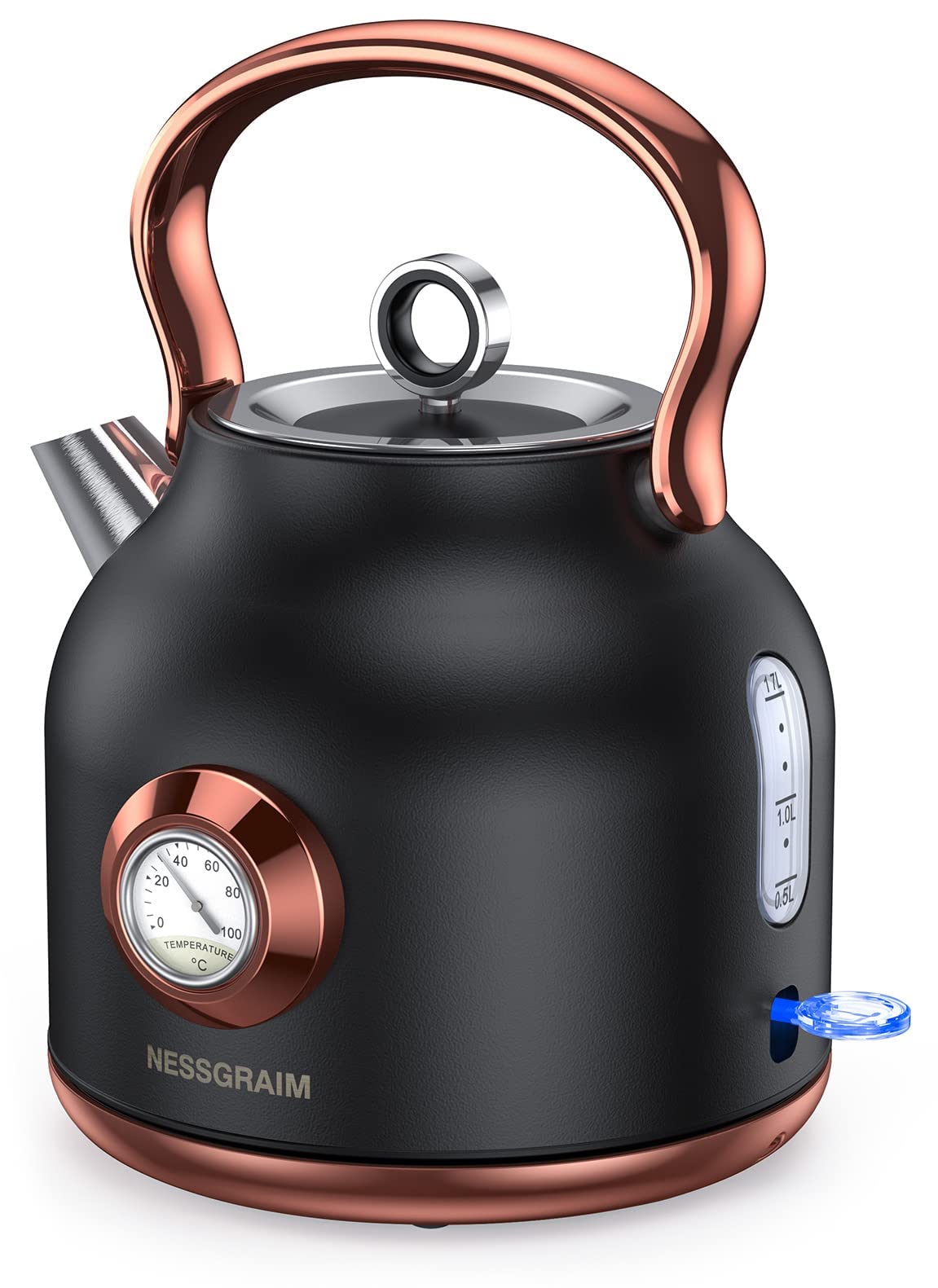 Hervidor eléctrico NESSGRAIM retro 1.7L, hervir rápido para té o café