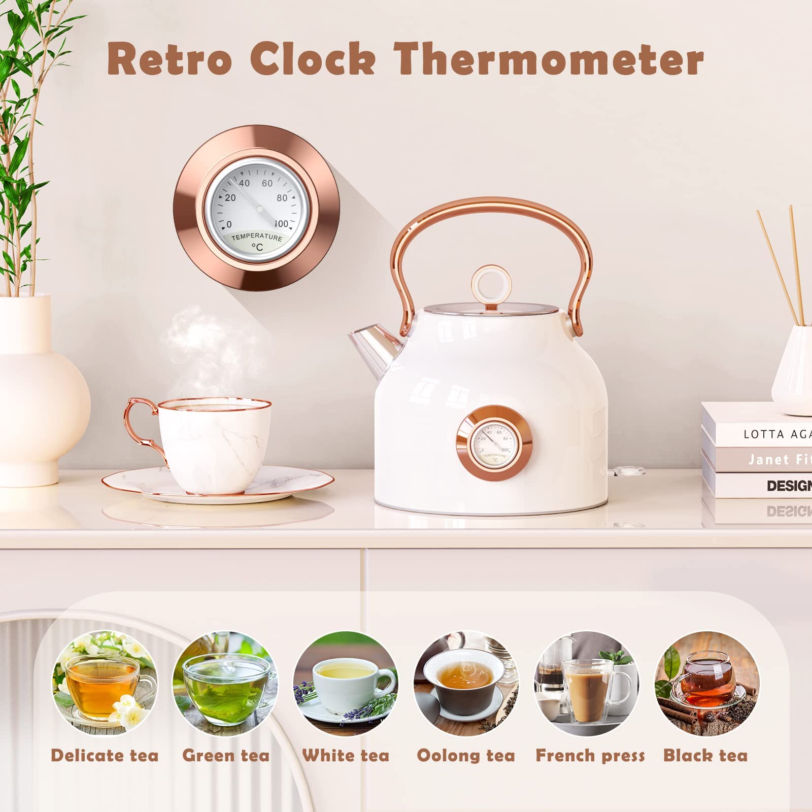 NESSGRAIM tetera eléctrica, diseño retro que realza la cocina