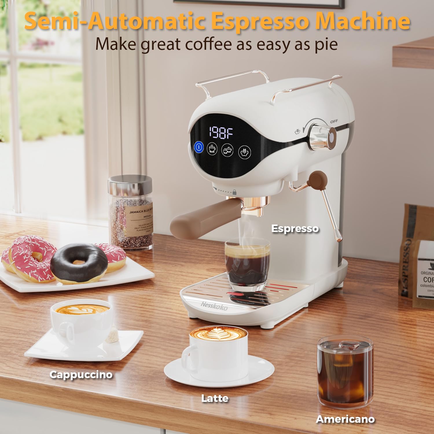 Nesskoko prepara espresso, latte y cappuccino con facilidad.