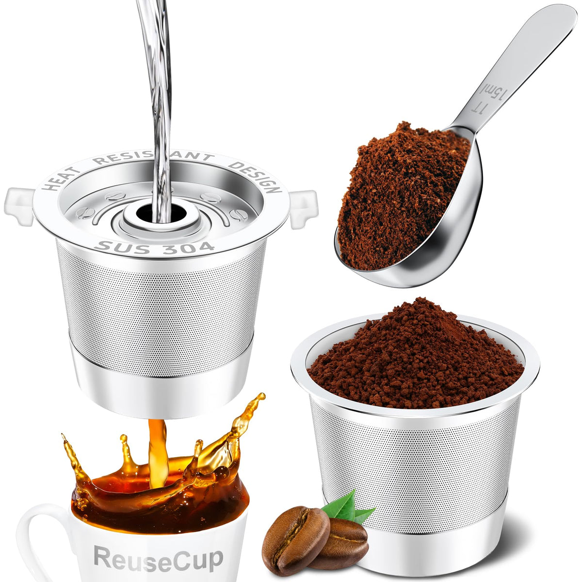 NESSUS dos-pack de k-cup para Keurig 1.0, práctico y reutilizable para café diario.