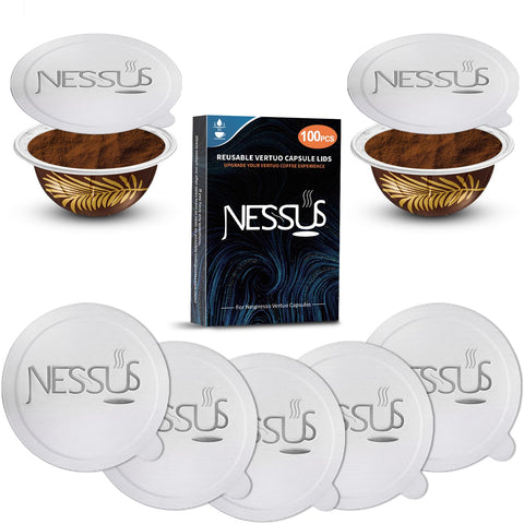 NESSUS tapas de aluminio para la línea Vertuo, sellado hermético que mantiene la frescura.