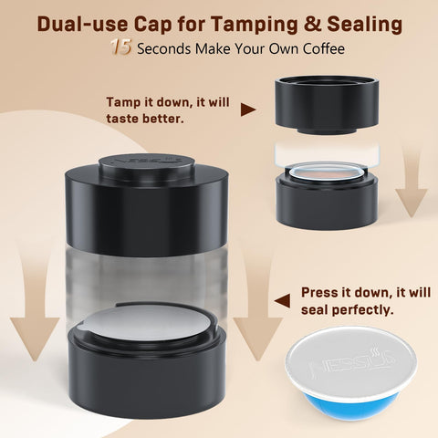 NESSUS Vertuo tapas de aluminio: sellado hermético para mantener la frescura.